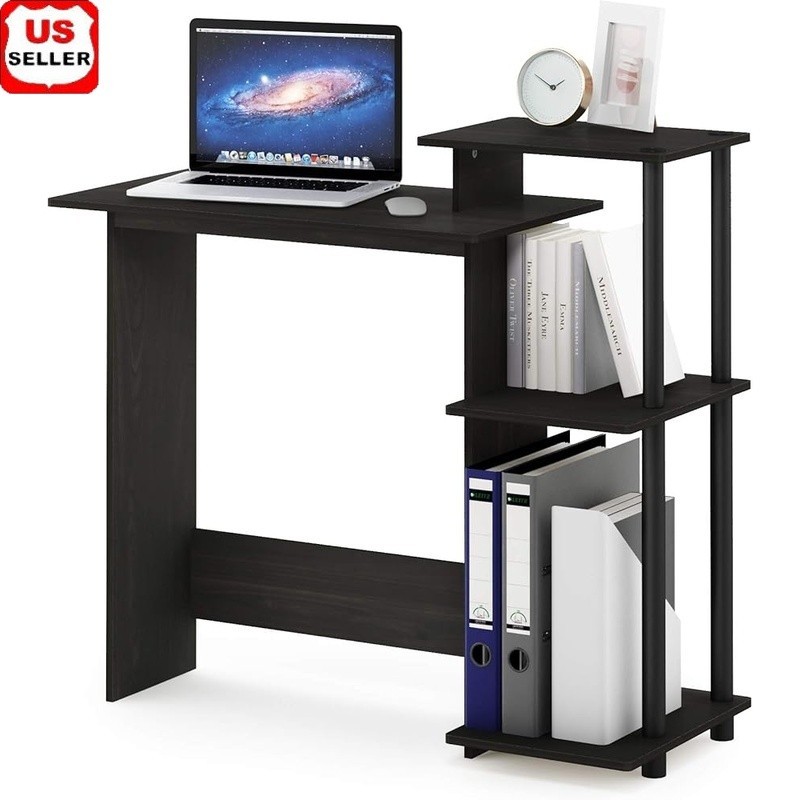 Compact Computer Desk W/ CPU Storage Elevated Shelf Easy Assembly Sturdy Design