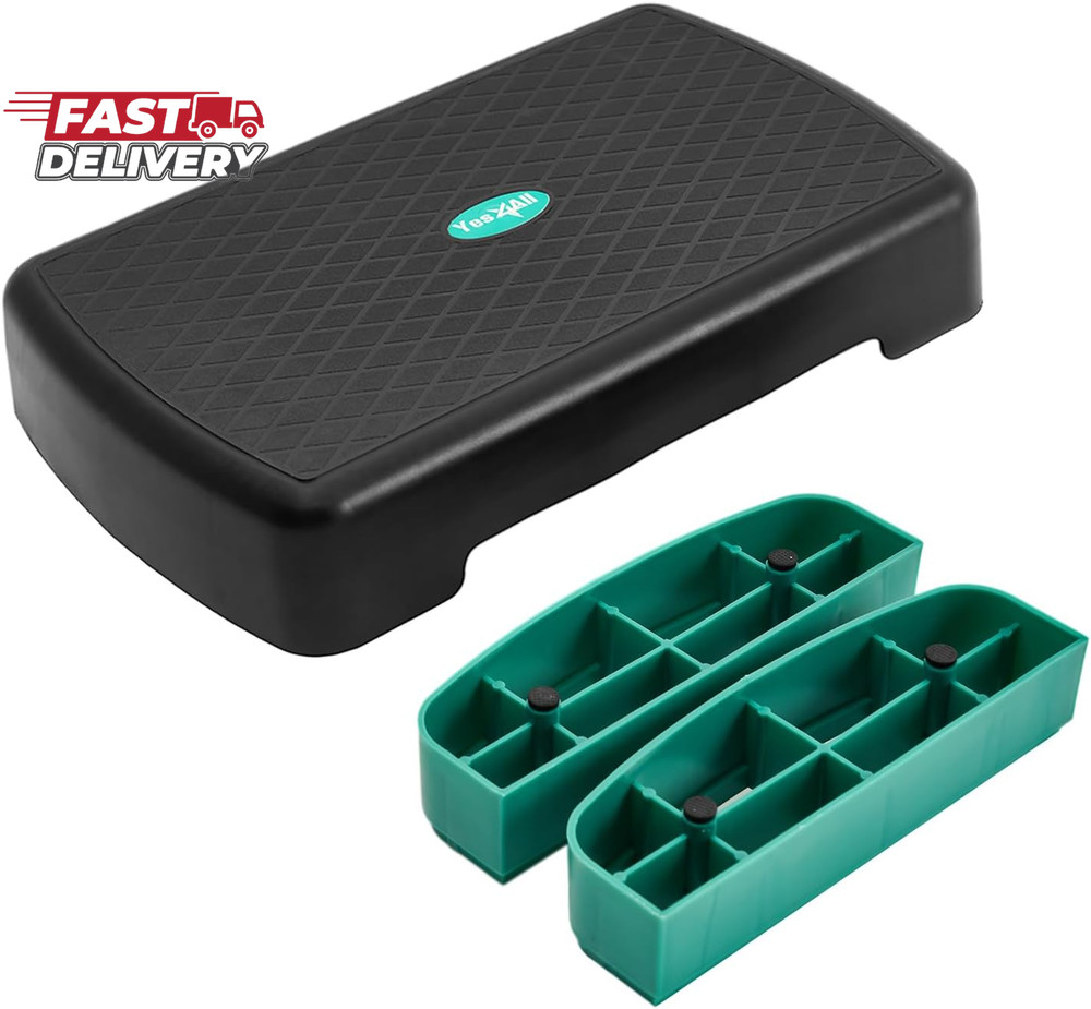 Yes4All Aerobic Exercise Step Platform, Exercise Stepper with Risers for Cardio