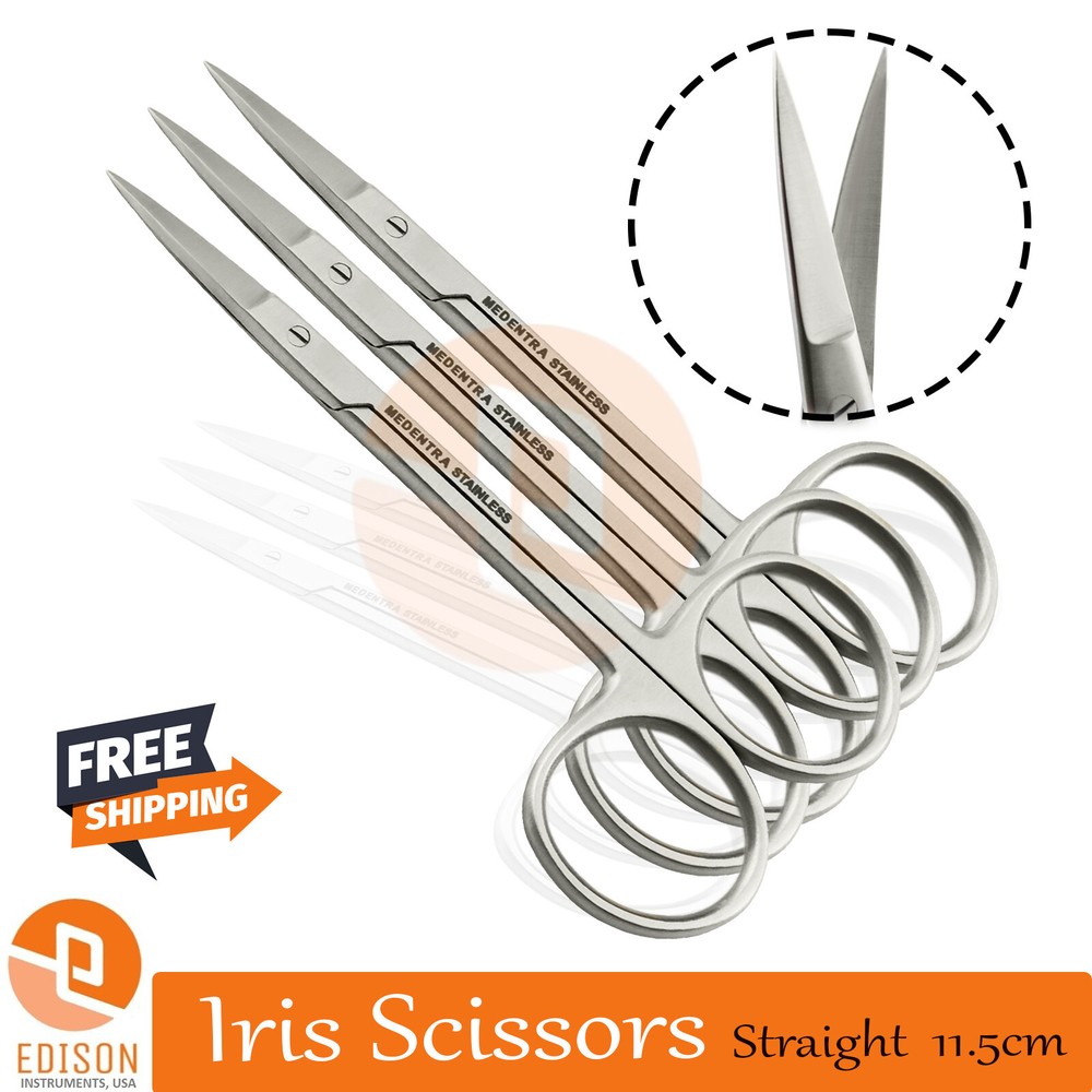 3Pcs Iris Scissors Straight 11.5cm Delicate Tissue Dissect Surgical Instruments