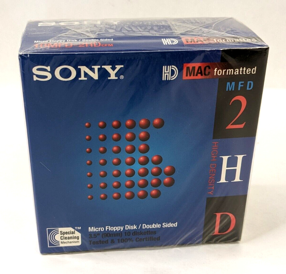 SONY Floppy Disk MFD 2HD 3.5" MAC Formatted 1.40 MB 10MFD-2HDcfm Double-Side