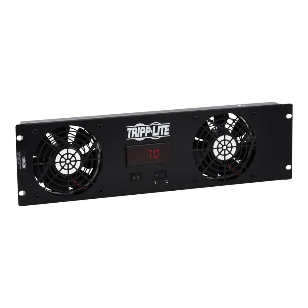 Tripp Lite 3U Digital Temperature Sensor 2 12VDC Fans Blanking Panel SRFAN3UTEMP