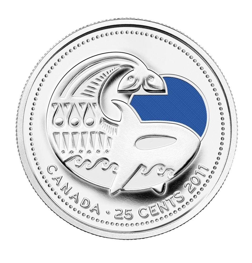 2011 Canada 25-cent coin Orca colorized UNC