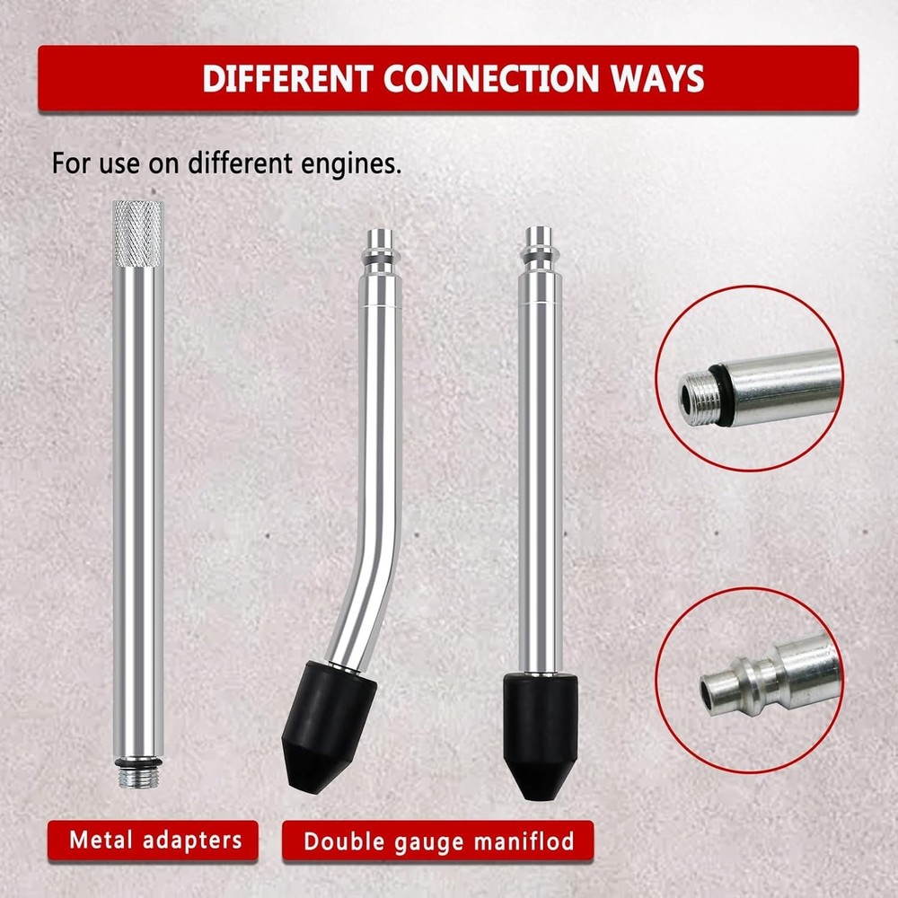 Cylinder Leak Down Tester, Petrol Engine Compression Leakage Detector Tool Kit