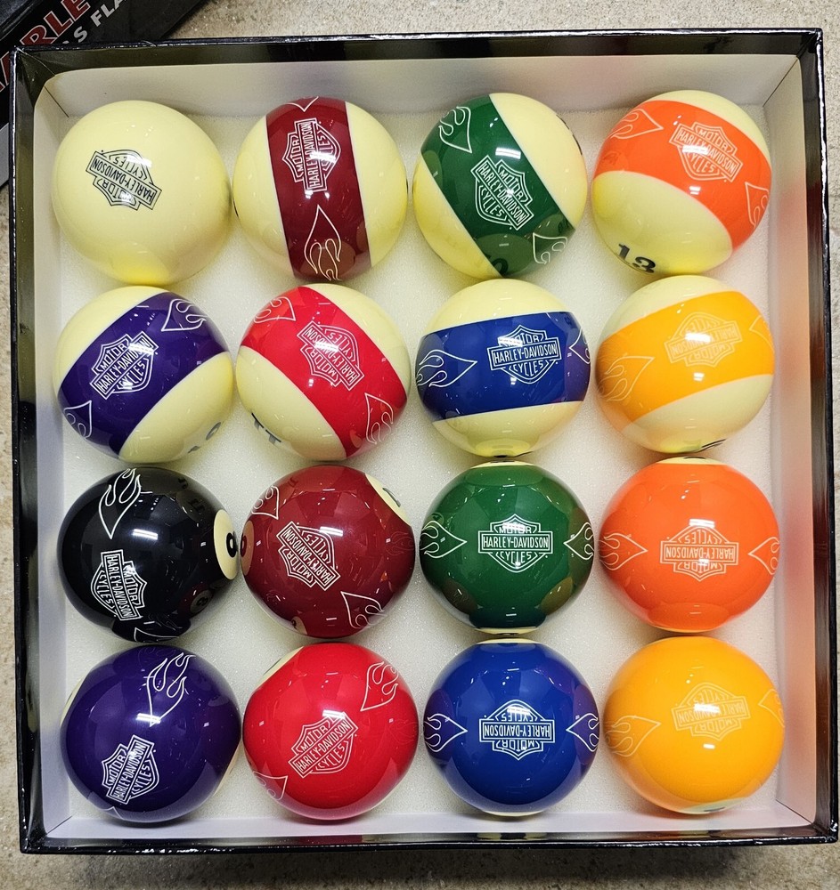 Harley Davidson B&S Flames Billiard Balls