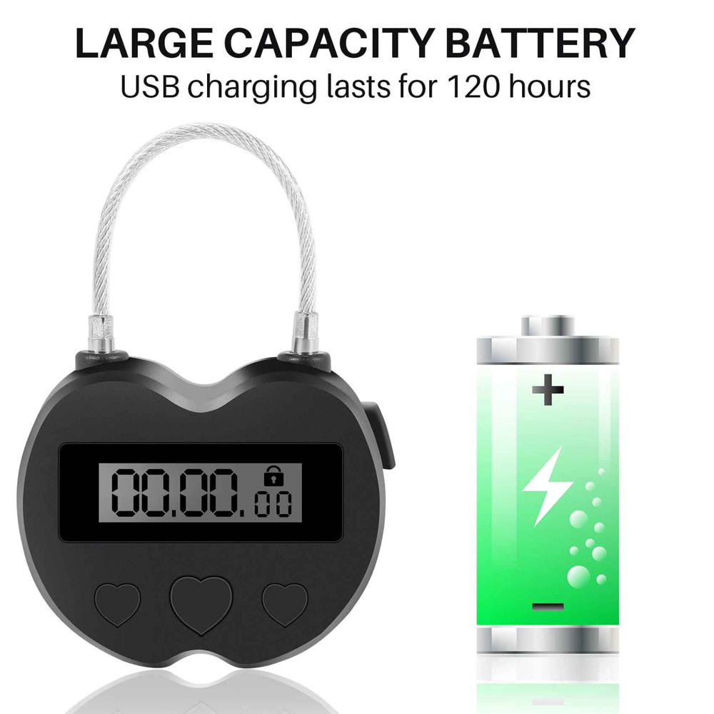 2PCS Black Time Lock LCD Display Time Lock Multifunction Travel Electronic Timer