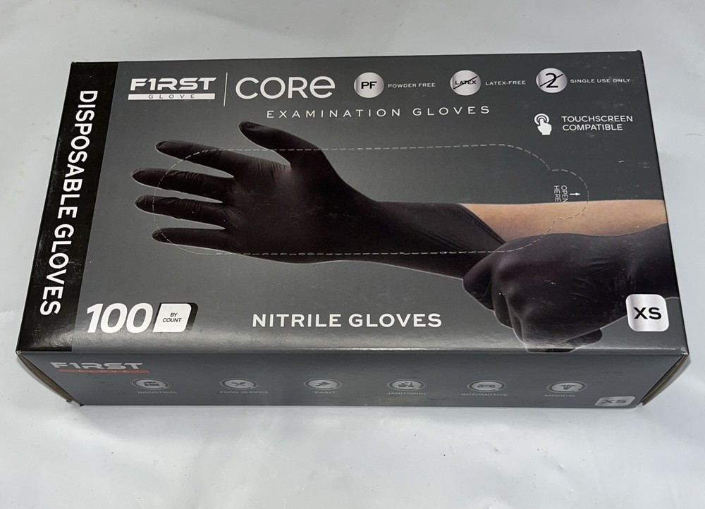 100 Pack! XS Black Nitrile Exam Gloves eXtra Small