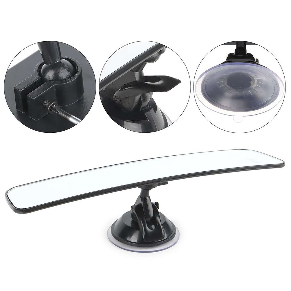 Car Interior Mirror View Rear Wide Flat Cup Suction Universal Angle Adjustable