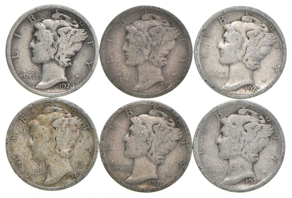 VG+ 1920 Mercury 90% Silver Dime