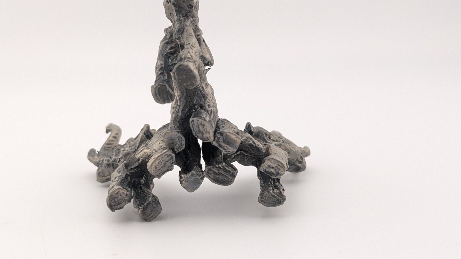 Vintage Metal Elephant Statue Figurine Three Elephants Trunk Raised Up Good Luck