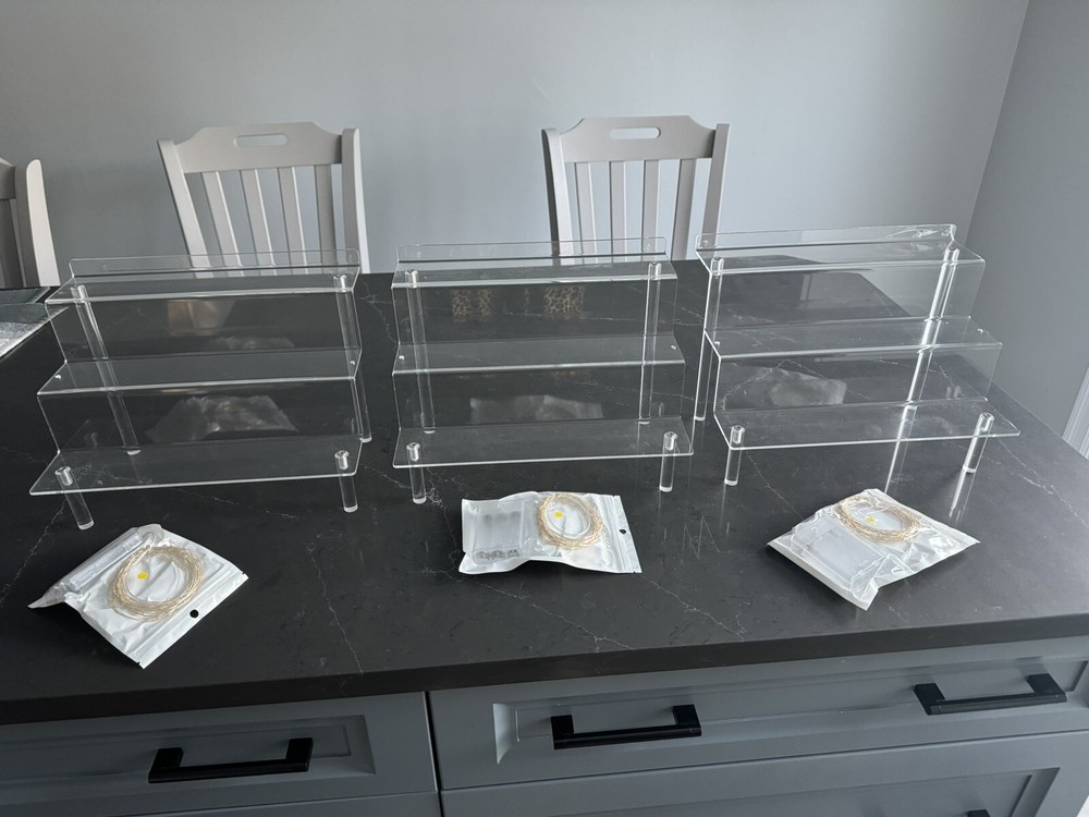 3 Acrylic Display Risers,  Cupcake Stands with LED lighting