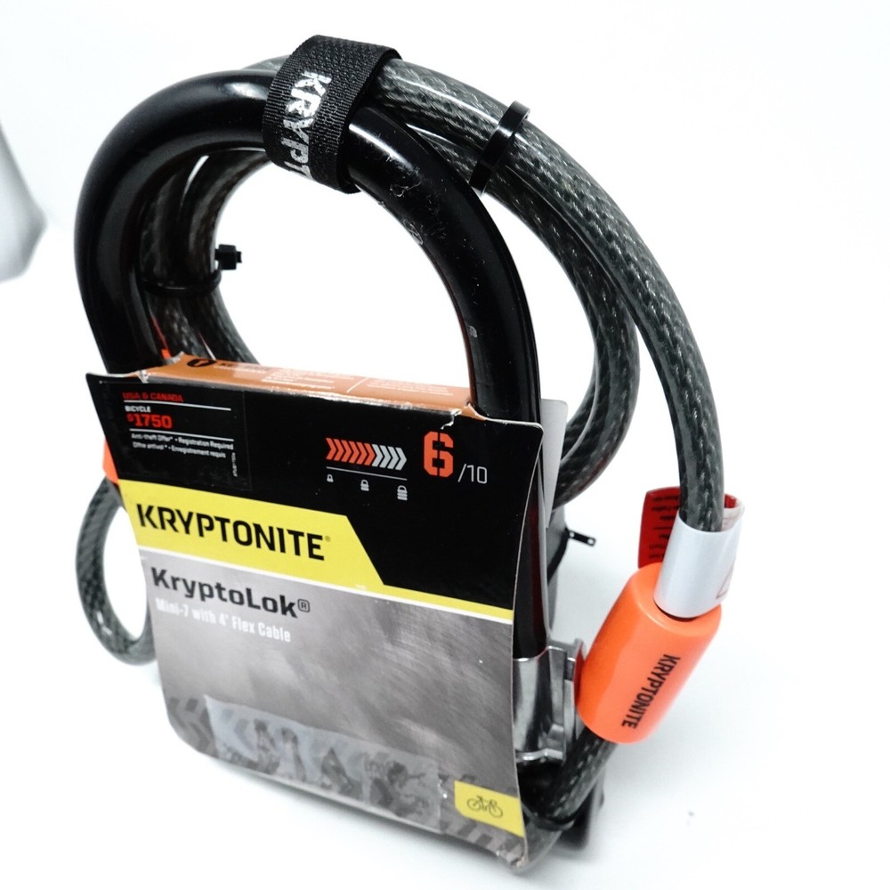 Kryptonite KryptoLok U-Lock - 3.25 x 7", Keyed, Black, Includes 4' cable