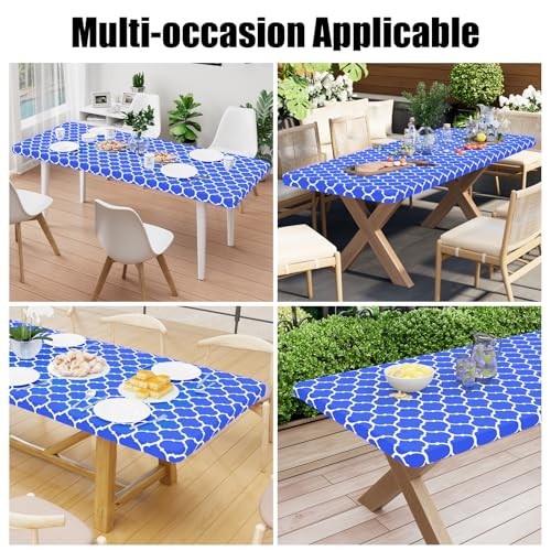 Rectangle Picnic Table Cover, Waterproof Elastic Fitted Camping 30" x 72" Blue