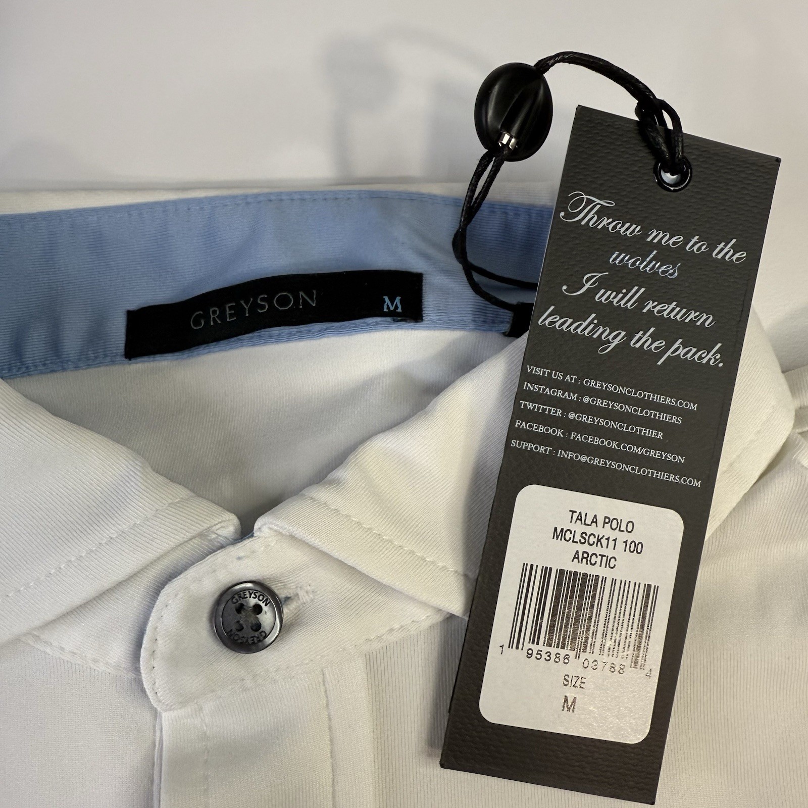 Greyson Golf Tala Polo Men's Medium Michelob Ultra Logo White Greyson Polo NWT