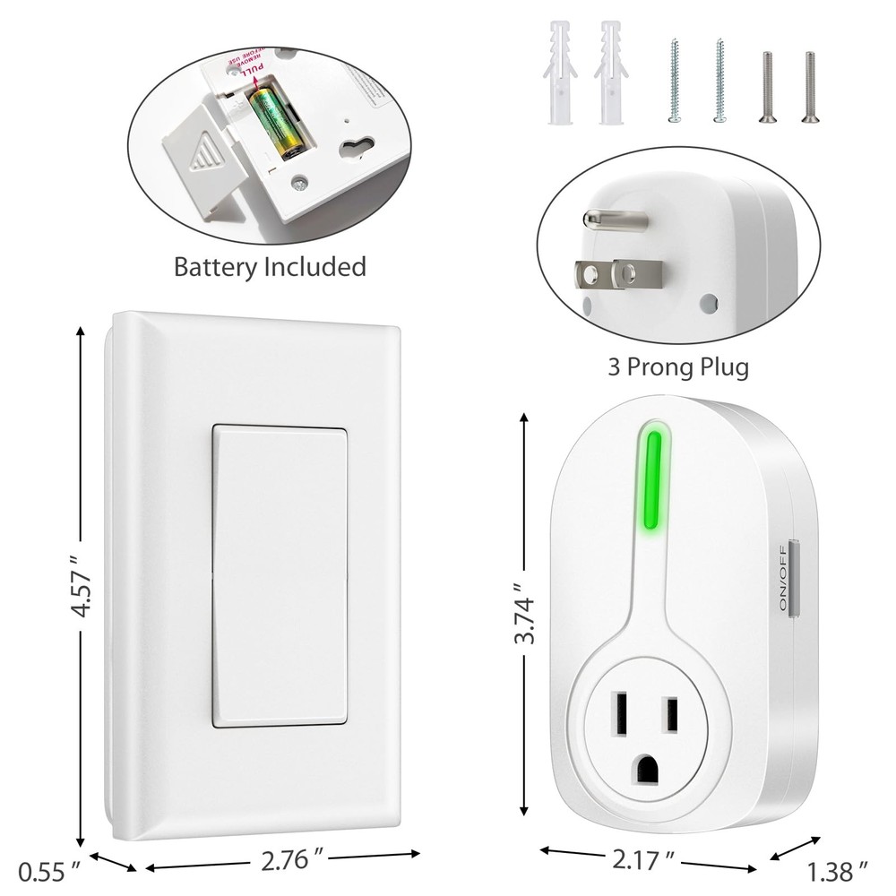 - Wireless Remote Control Outlet, Indoor Remote Light Switch for Plug in Lamp...