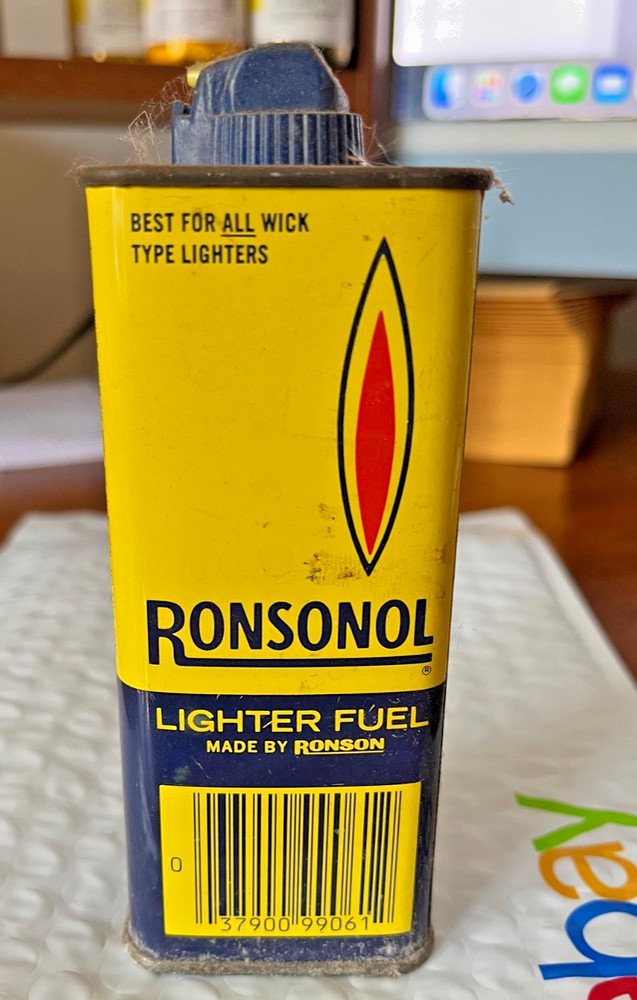 Vintage Ronsonol Lighter Fuel - Empty Tin Can