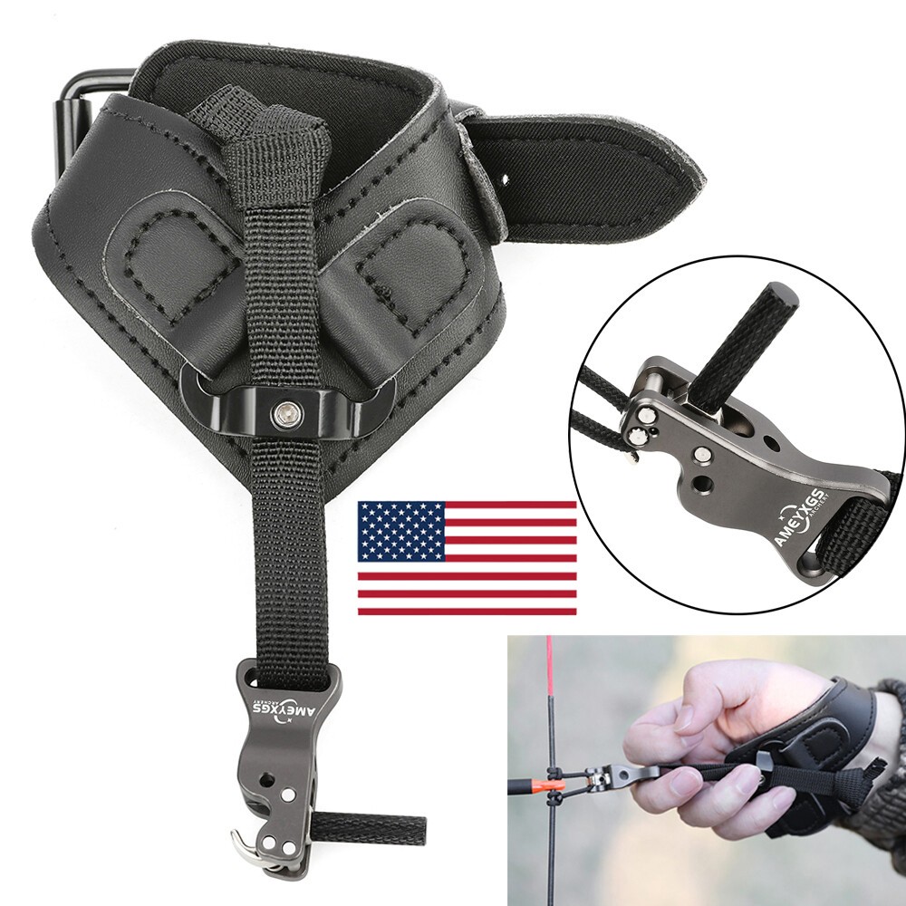 Archery Compound Bow Release Aids Wrist Strap Trigger Index Finger Hook Hunting