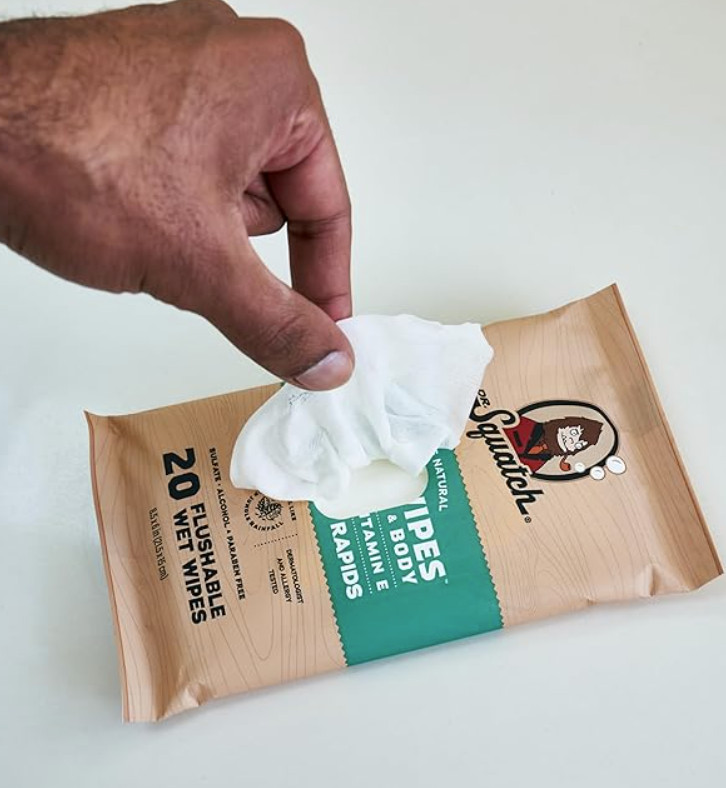 Dr Squatch Beast Wipes Flushable Wet Wipes 20 count Unscented