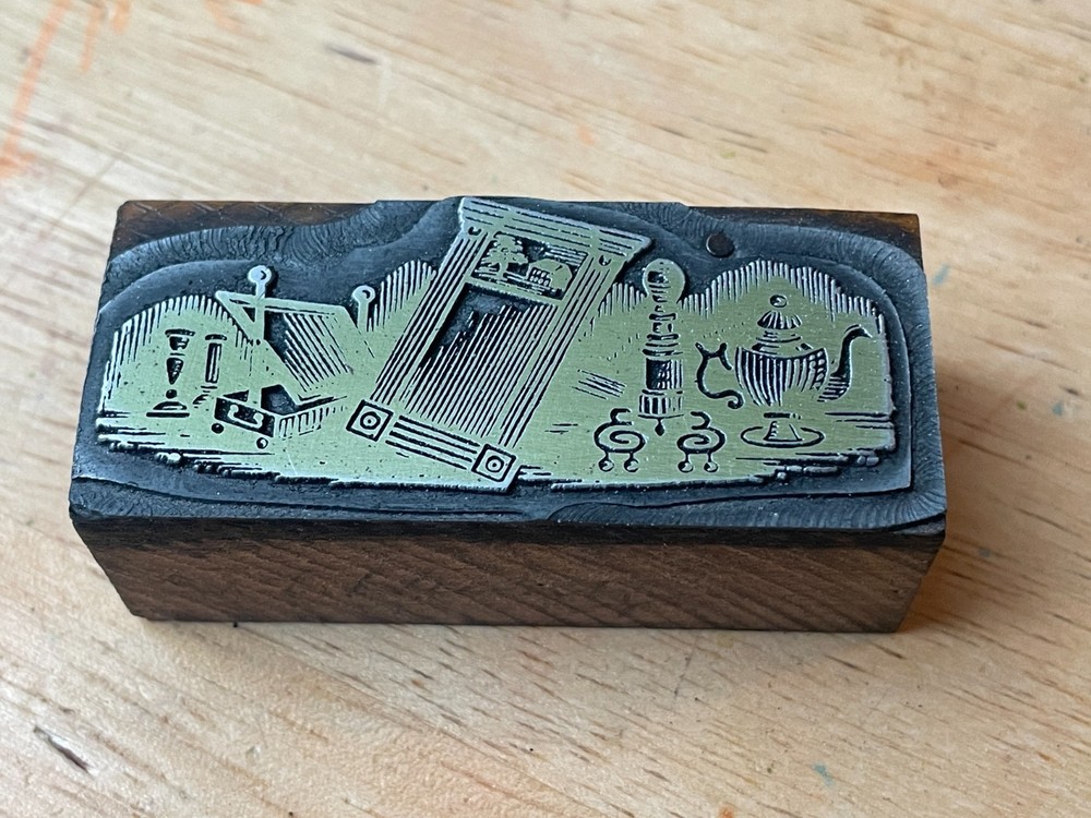 Printing Letterpress Printers Block Mirror Silver Decorative Header (251)