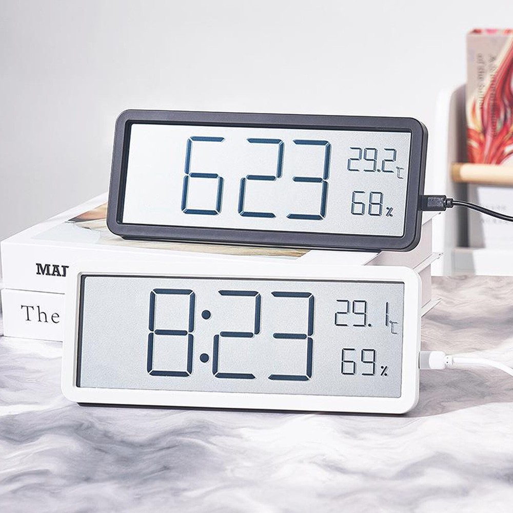 Digital LED Wall Clock Alarm Humidity Temperature Display Desktop Clock Large