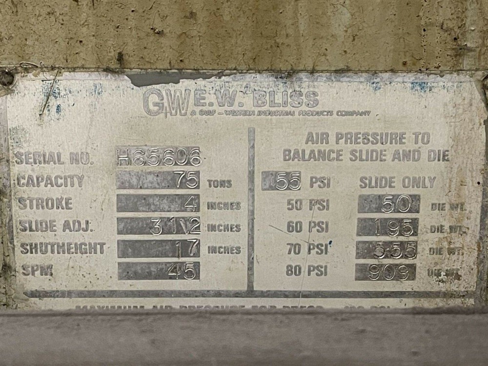 Bliss C-75 O.B.I. Press