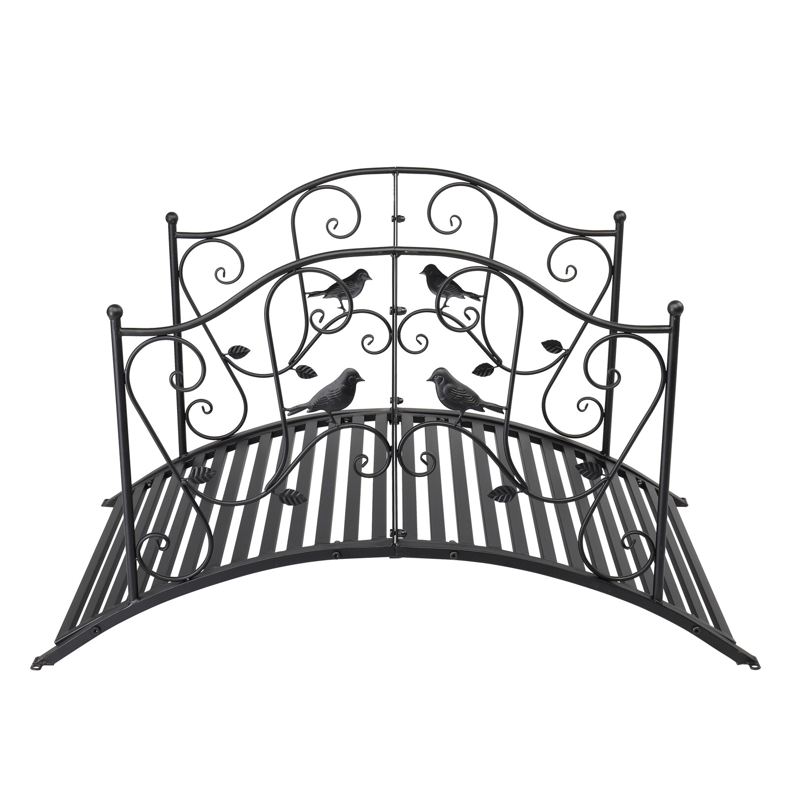 4 Foot Curved Outdoor Metal Bridge Decorative Pond Garden FootBridge Black Matte