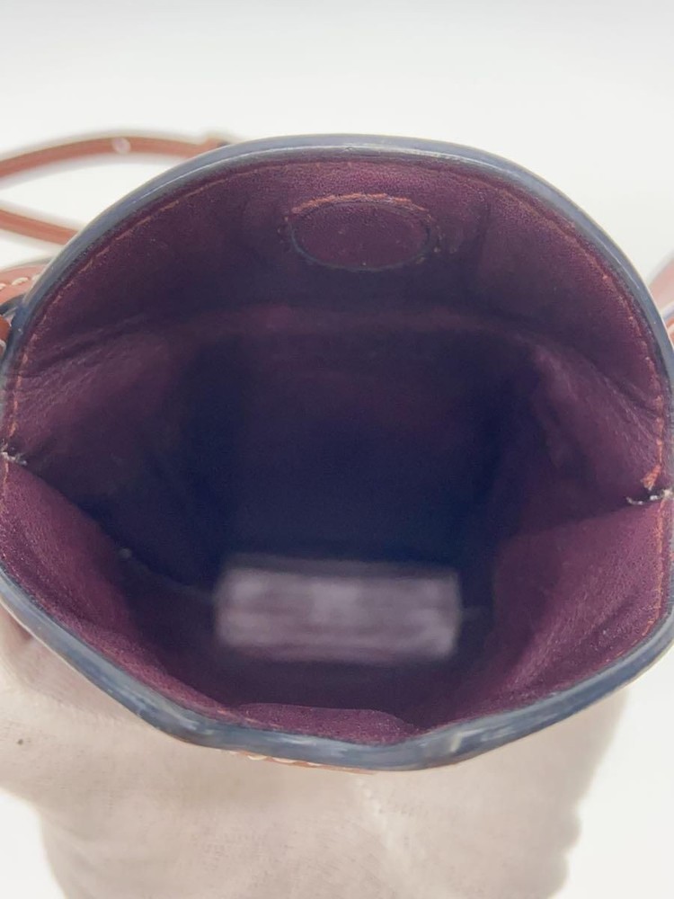 LOEWE Shoulder Bag Gate Pocket Leather Brown Square Thread Used