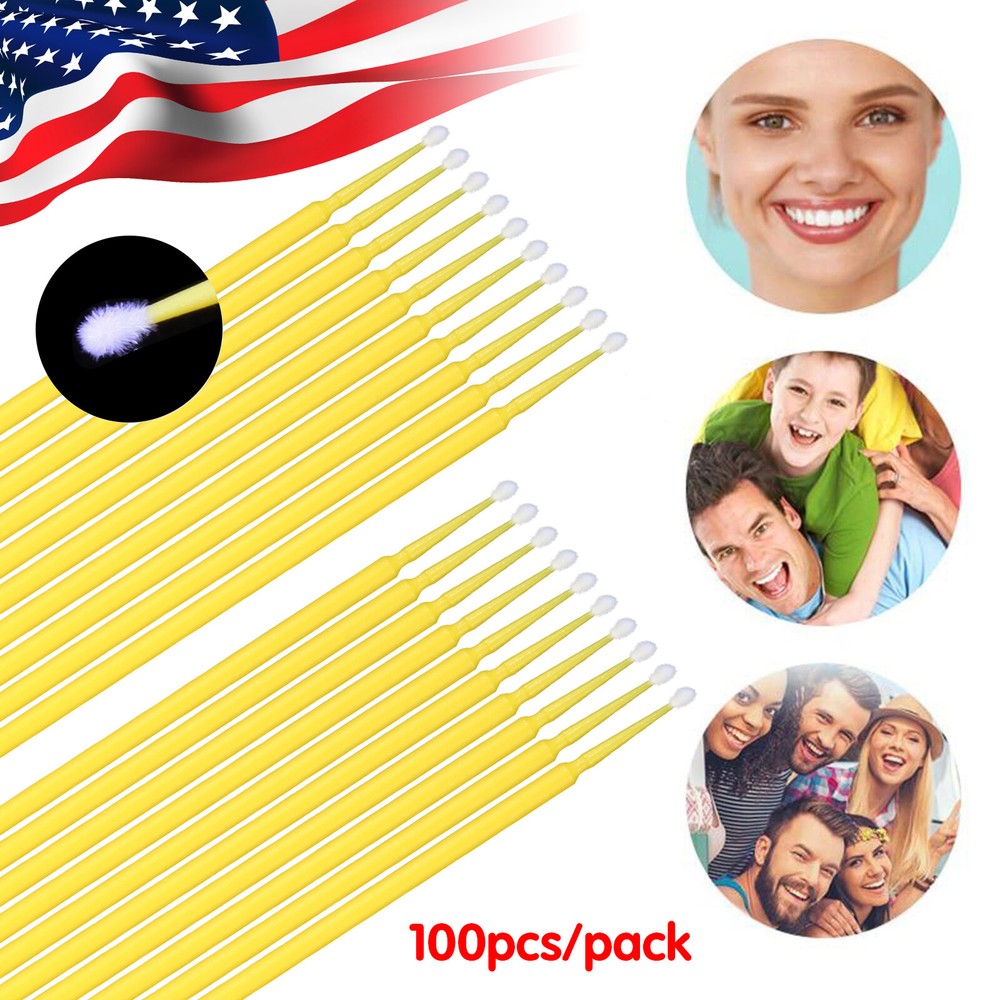 100*Dental Micro Brush Disposable Materials Tooth Applicator Eyelash Medium SA