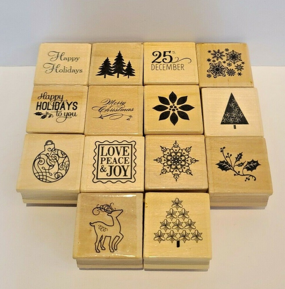 Mini Holiday Recollections Rubber Stamp 14 pcs partial Set Read description!