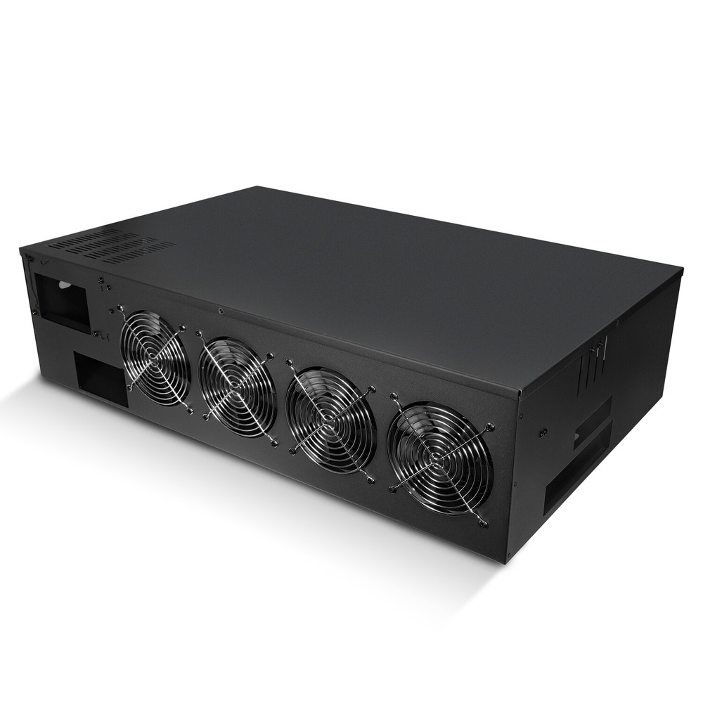 Mining rig Frames with 4/8 High Airflow Fans, Max 8 GPUs Mining Rig Case for ETH