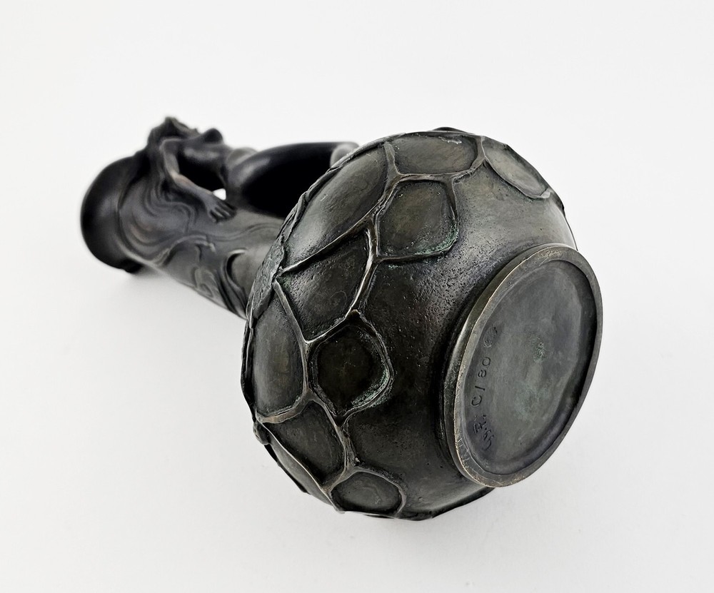 Solid Bronze Art Nouveau Vase - Signed