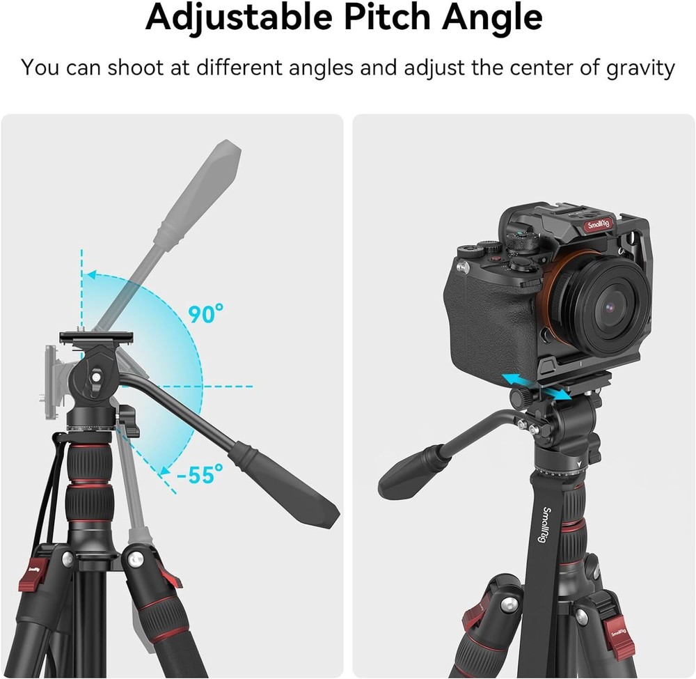 SmallRig Tripod Fluid Head Pan Tilt Head w/ Arca-Type Quick Release Plate 3259
