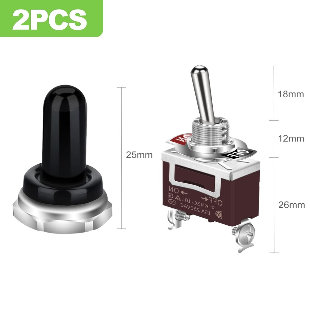 2 Pack Waterproof Toggle Switch 12V DC Waterproof Switch 30A SPST ON/Off 2 pi...