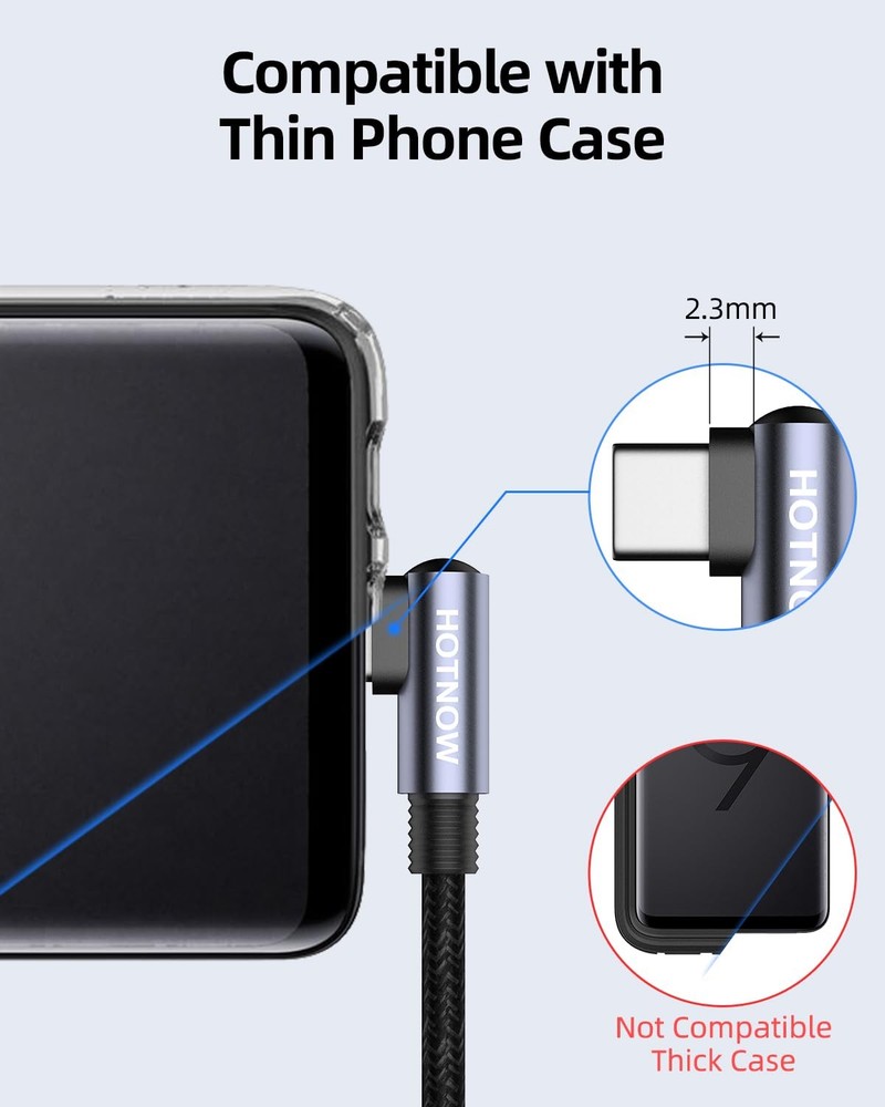 USB C to C Cable Right Angle 1ft 1FT+1FT+1FT, Black(Both Angle)