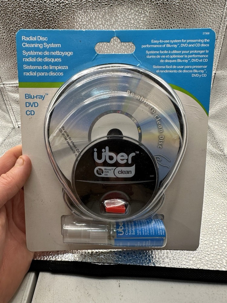 Uber Clean Blu Ray  DVD Cd Radial Disc Cleaning System