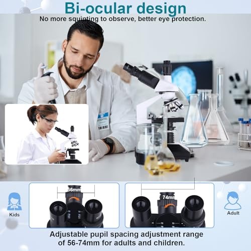 Compound Trinocular Microscope 40X-5000X Magnification, Research Grade