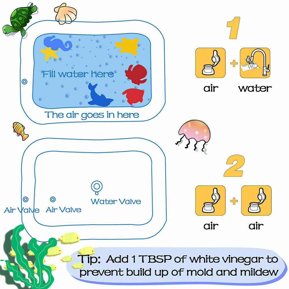 Inflatable Water Play Mat For Newborn Baby Infants Toddlers Toys Christmas Gift