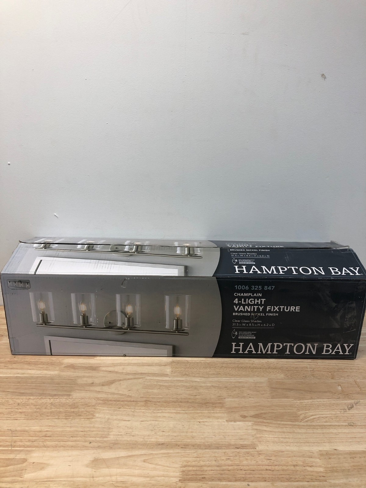 Hampton Bay Champlain 31.5 in. 4-Light Brushed Nickel Modern Bathroom Vanity