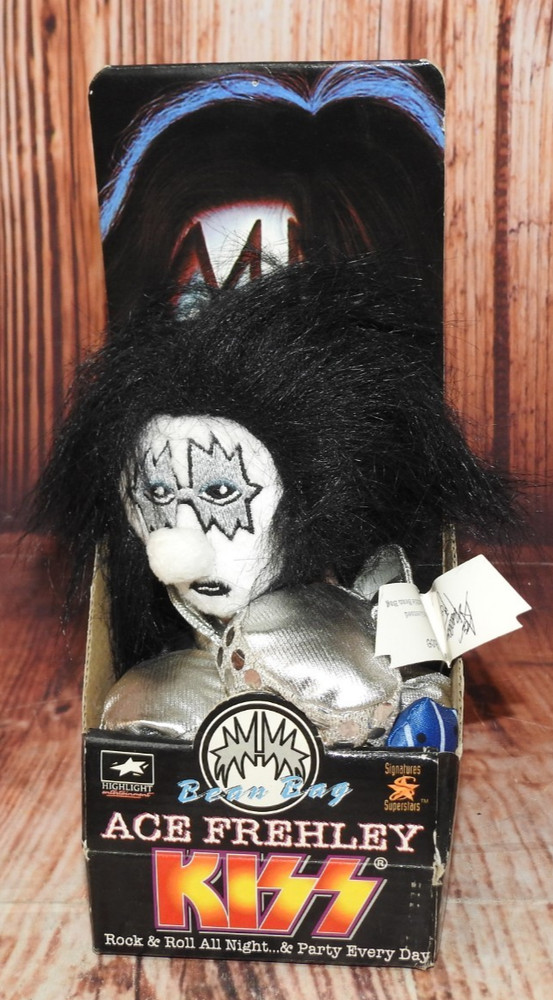 Set of 3 1998 Kiss Bean Bag Dolls, Gene Simmons, Ace Frehley, Paul Stanley