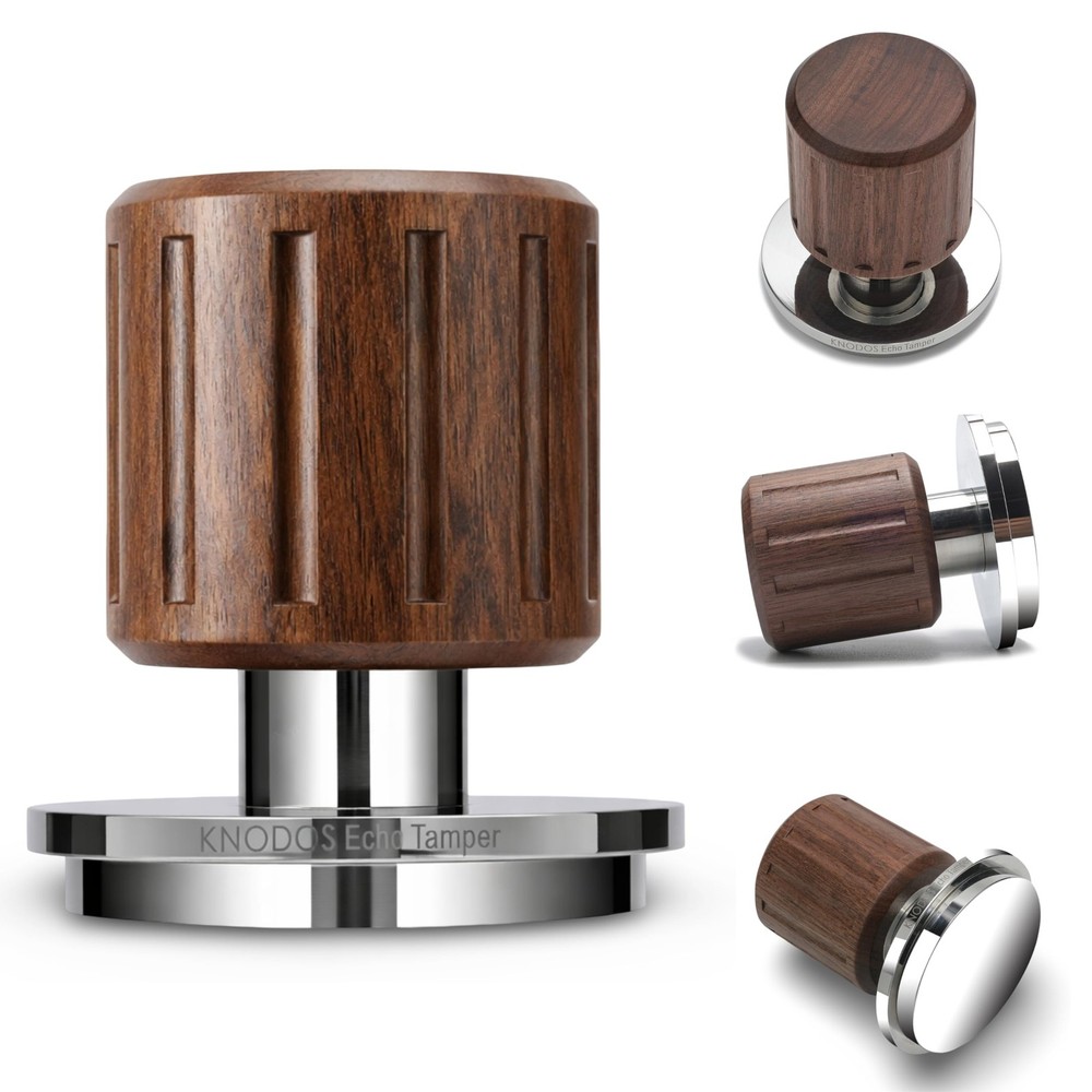 Echo Calibrated Espresso Tamper 54mm with Click Feedback, 30lb Spring, Walnut...