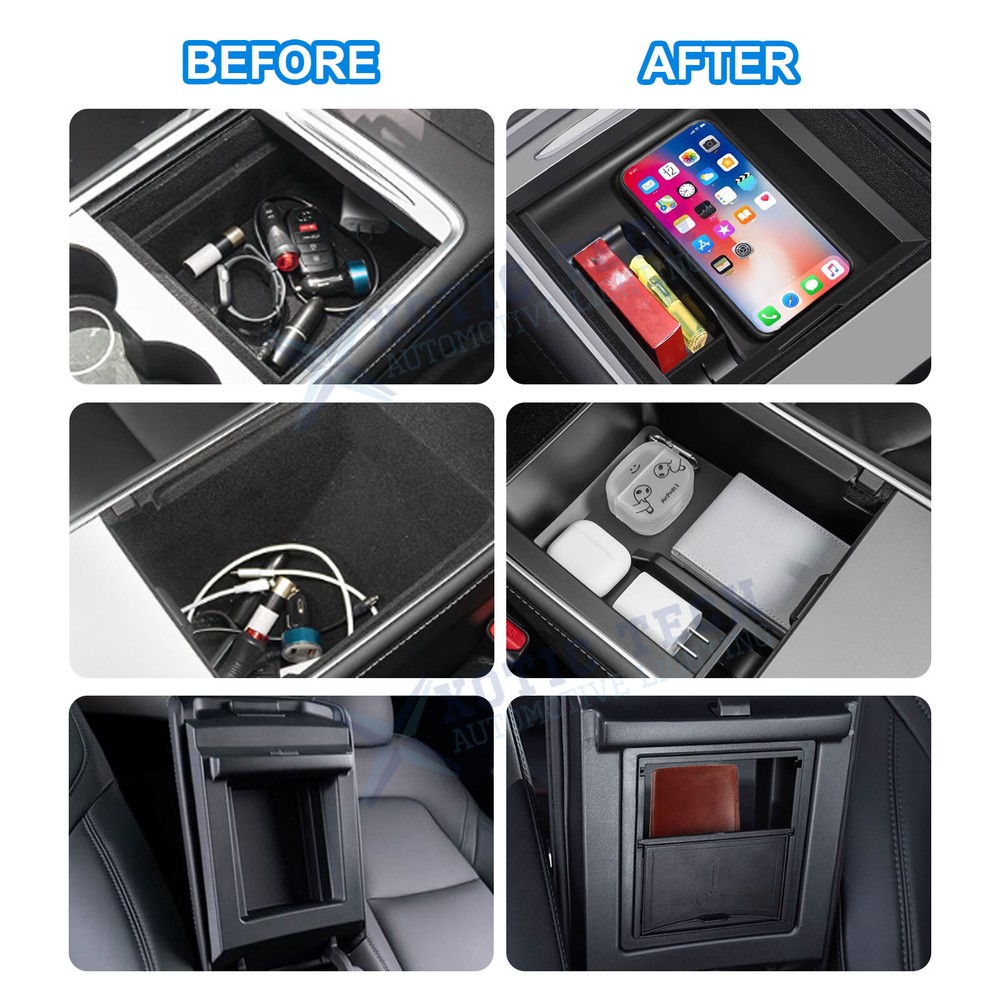 For Tesla Model3/Y Center Console Organizer Tray Hidden Cubby Drawer Storage Box