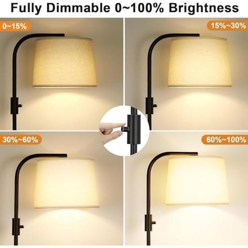 Dimmable Floor Lamp Adjustable Head 9W LED Brightness Control Reading Lighting