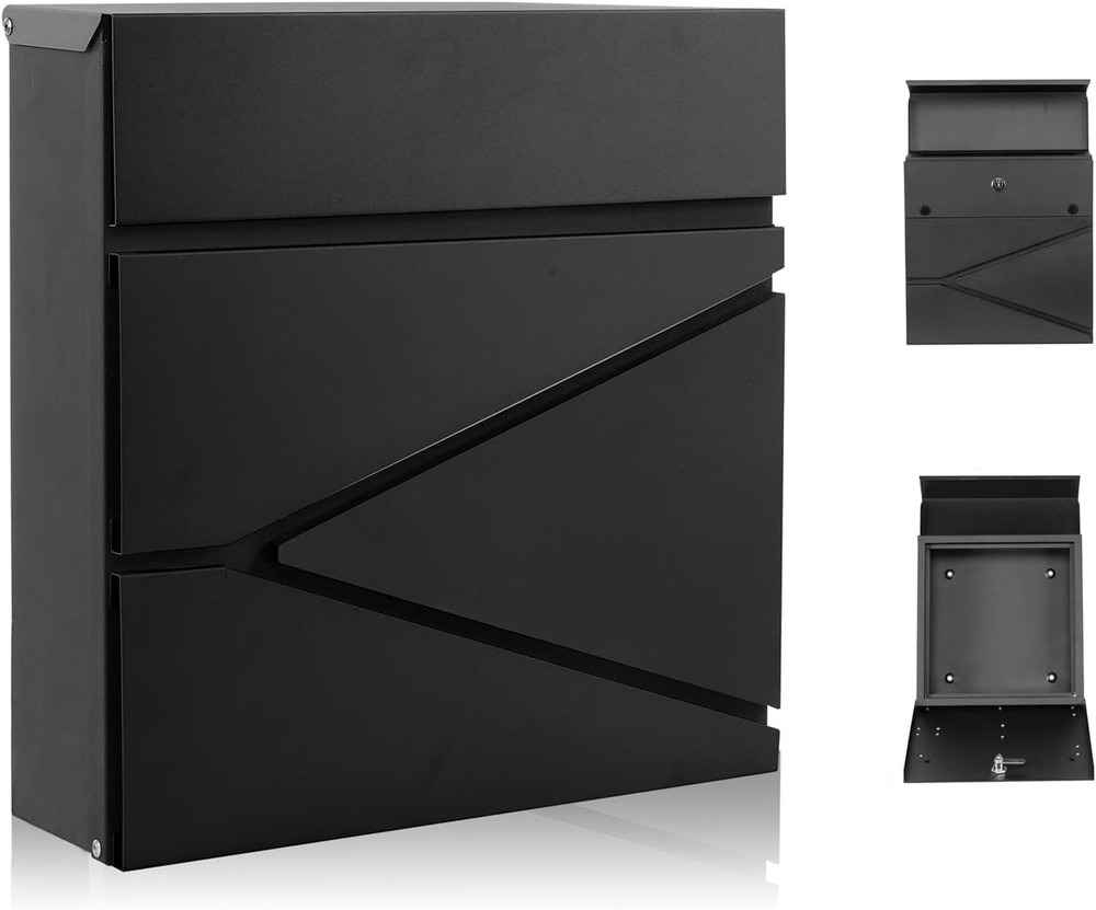 Wall-Mount Mailbox for House Outside, Security Key Drop Box with Lock and Keys