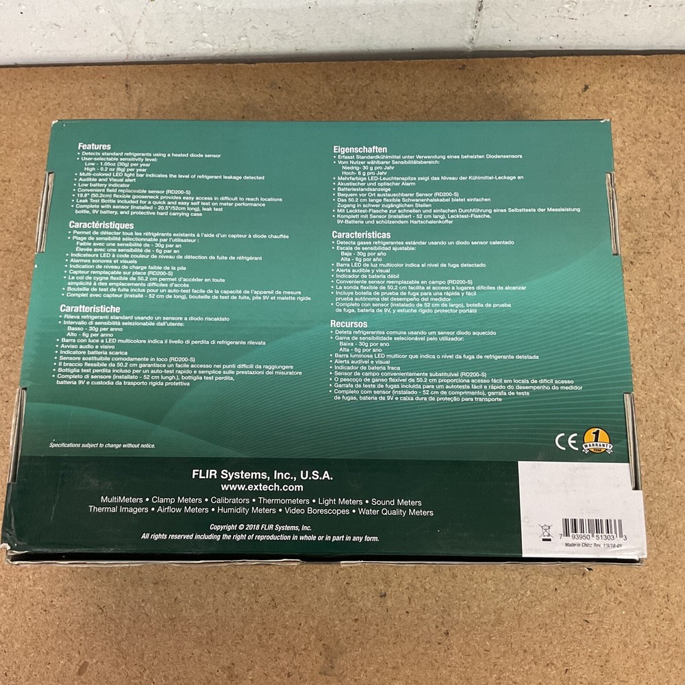 Extech Refrigerant Leak Detector RD200 New