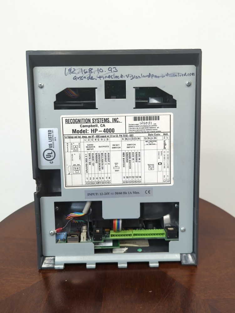 Hand Punch 4000-E Biometric Clock 3498 User Upgraded TCP/IP