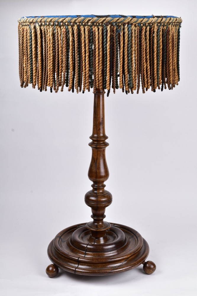 Antique Walnut Side Table with Micro Beaded Top Hand Needlework