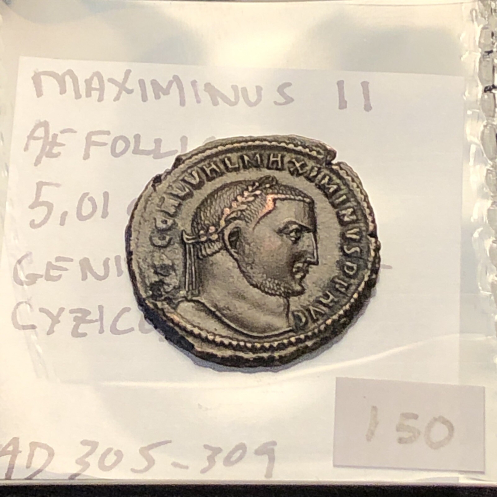 ancient rome Maximinus II Ad 310-313 Ae Follis rev  genius high grade  nice