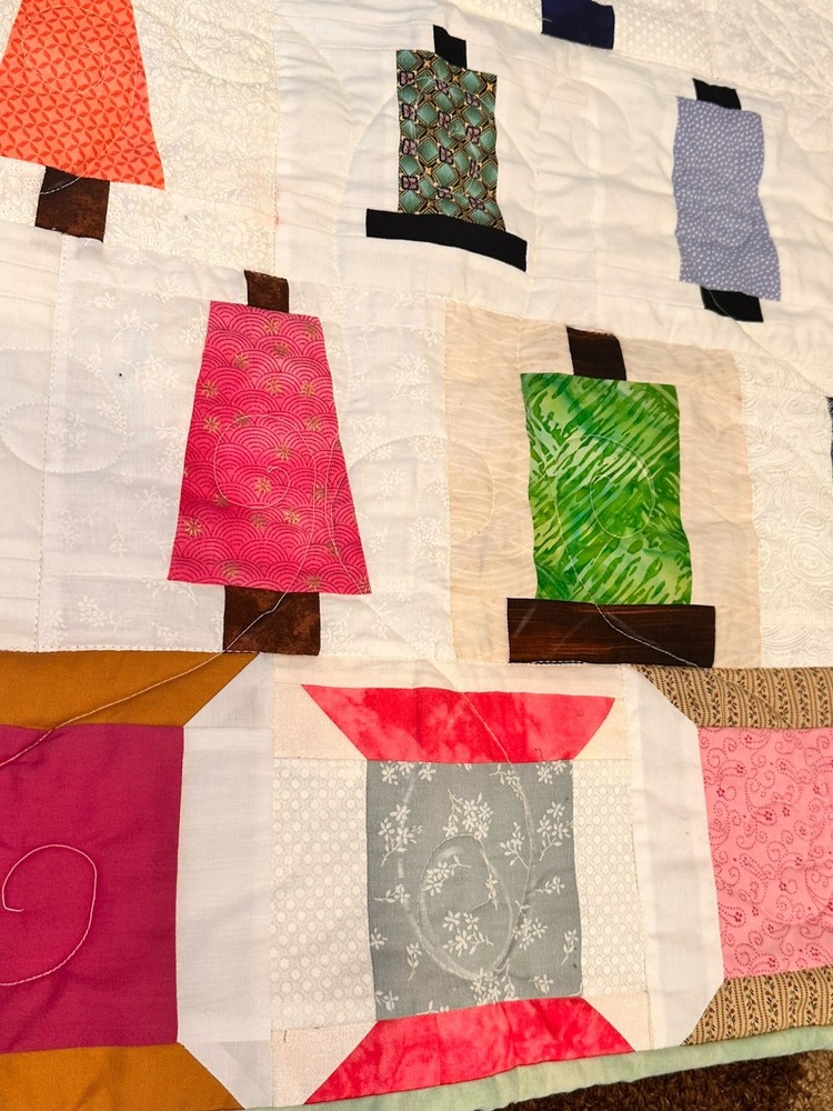 Handmade patchwork Spool Thread Sewing Theme Quilt 30” X 30”