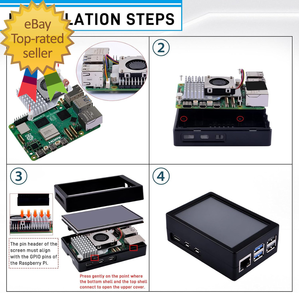 3.5 Inch HDMI Touch Screen with Case for Raspberry Pi 5 with Official