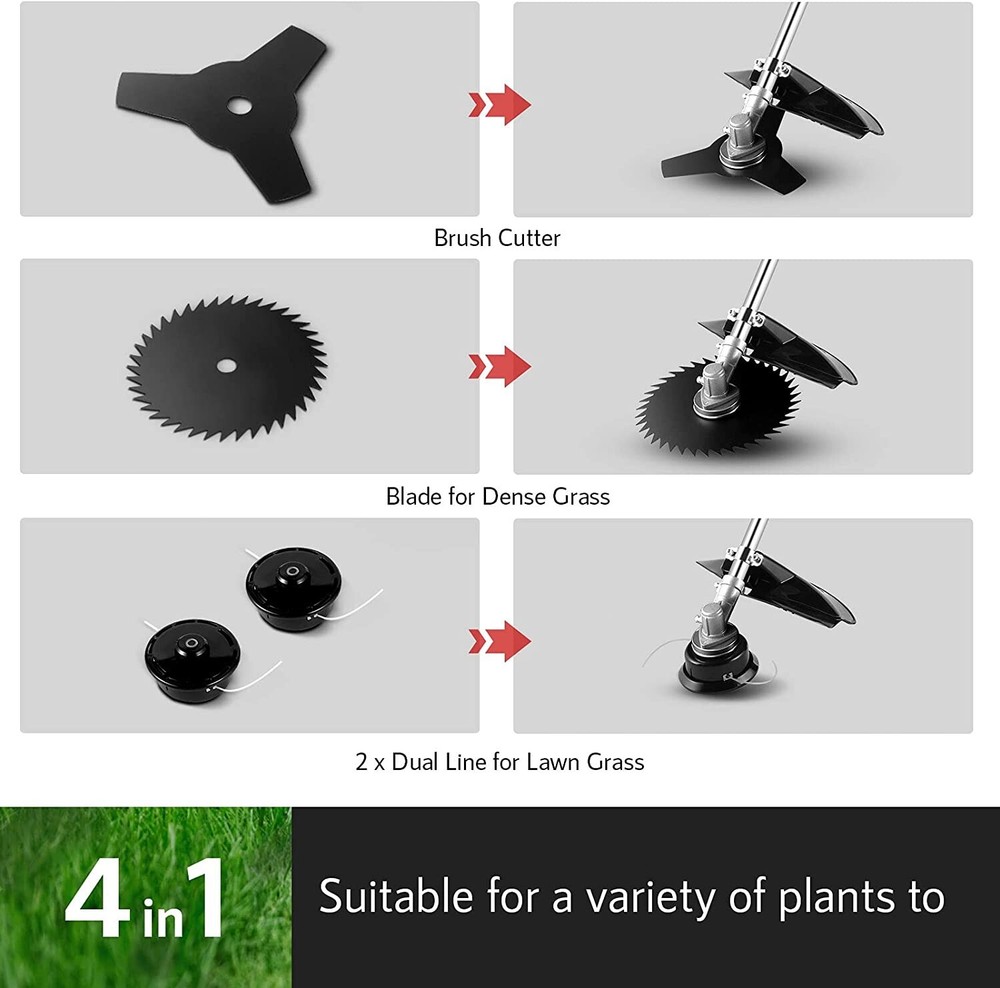 58CC Cordless Weed Eater Wacker Gas Powered 2-Cycle 4 in 1 String Grass Trimmer