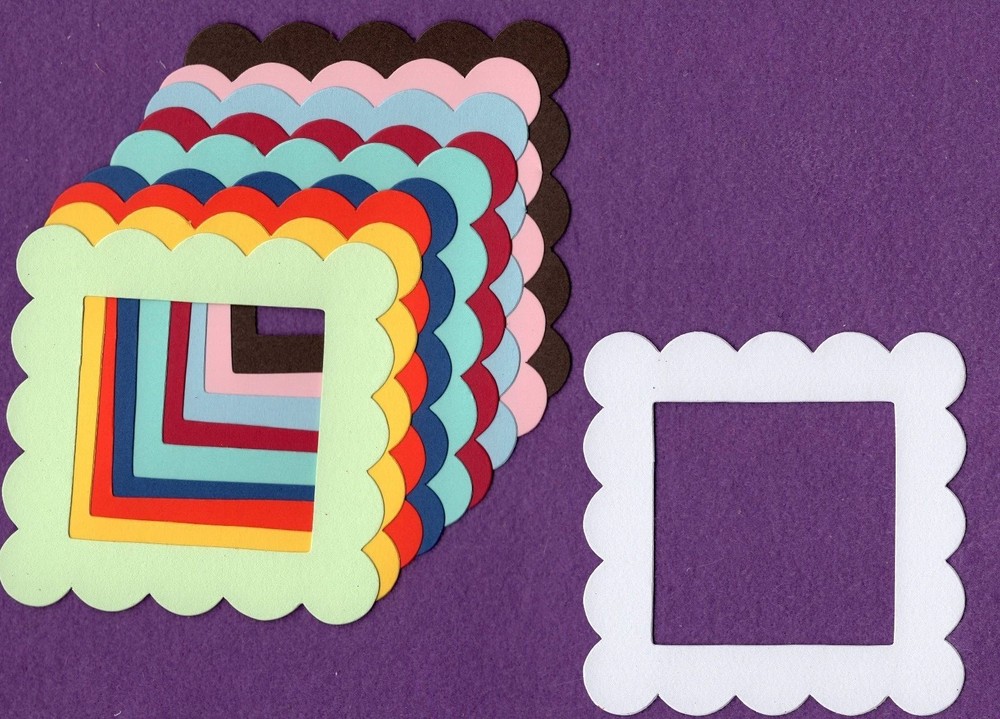 FRAME SQUARE SCALLOPED die cuts scrapbook cards